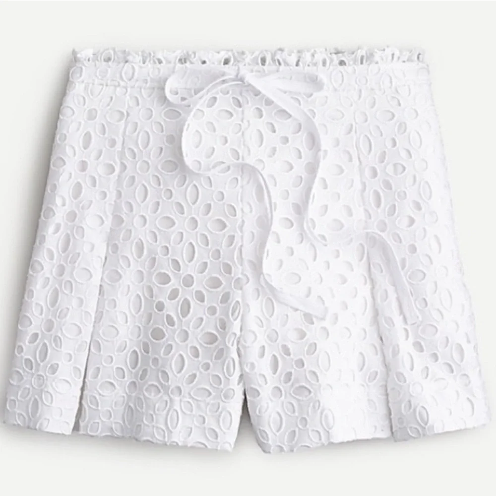 J Crew Women’s Belair Coastal Chic White Eyelet Women's Shorts